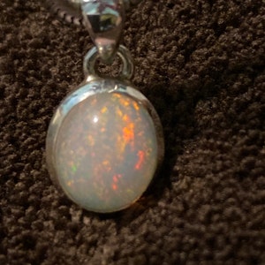 OPAL Pendant Sterling Silver Oval Extra Small Birthstone - Etsy