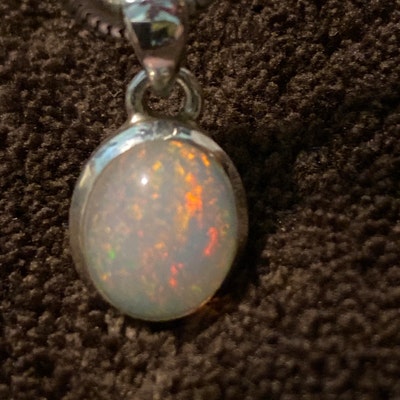 OPAL Pendant Sterling Silver, Oval, Extra Small Birthstone Jewelry ...
