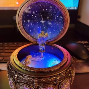 Personalized Vintage Music Box With Constellations Rotating