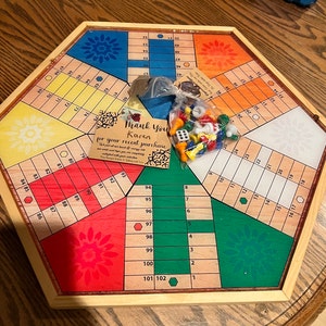 Personalized Wooden Parcheesi Board Game With Pictures - 6 Players