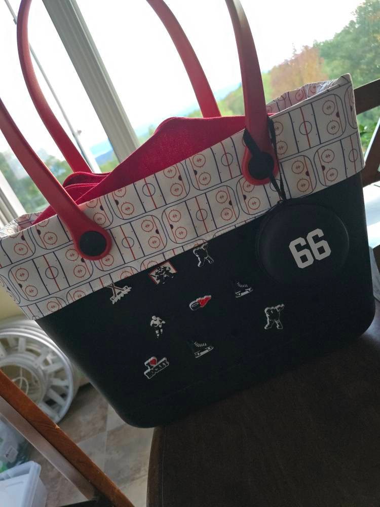 Sports Tote Bag, Rubber Tote Bag with Zipper, Team Mom Gifts, Personalized Gifts for Mom, Fundraiser Gift Baskets, Cute Tote Bag for Summer