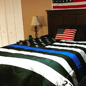 Thin Blue Line Comforter Or Duvet Cover Set Matching Etsy