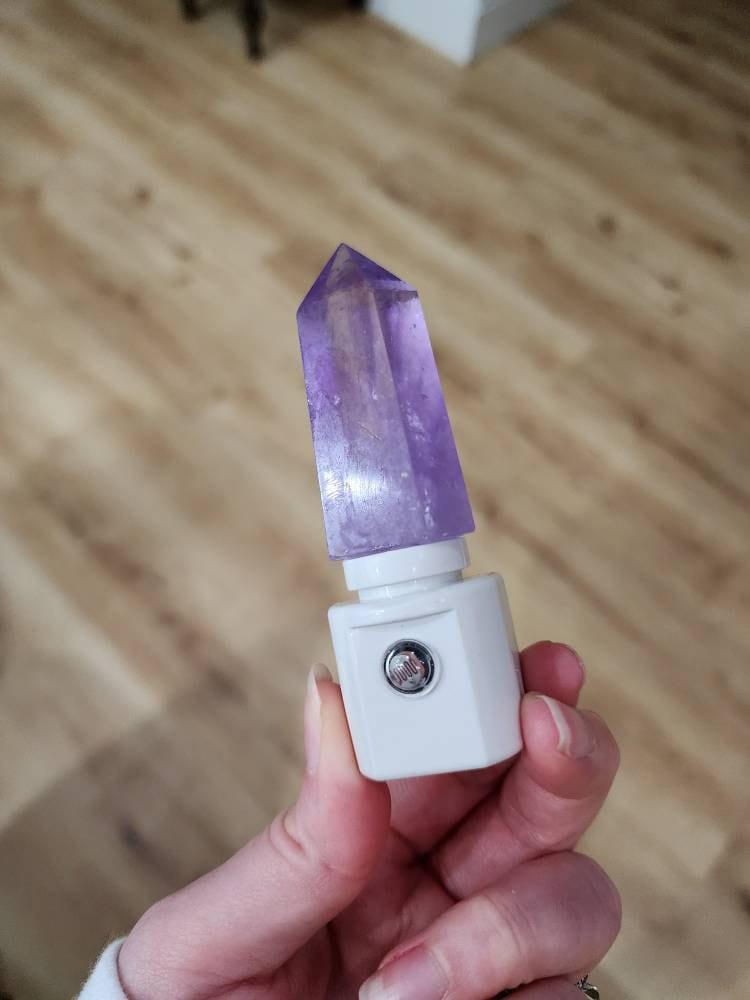 Amethyst Crystal Tower LED Night Light with Light Sensor / Babyshower Gift / Baby Shower Gift