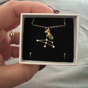 Customer photo from Laura, Raw Gemstone Zodiac Constellation Necklace, Custom Birthstone