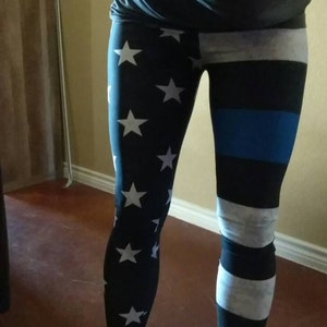 Thin Blue Line Leggings Capri Leggings American Flag | Etsy