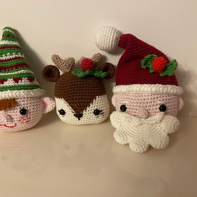 Crochet Christmas Decoration: Elf, Santa, Reindeer and Cupcake,/pattern ...