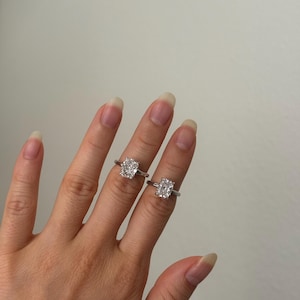 Anillo De Compromiso DovEggs Con Moissanita De 2 Quilates - Plata Chapada En Platino, Corte Cojín