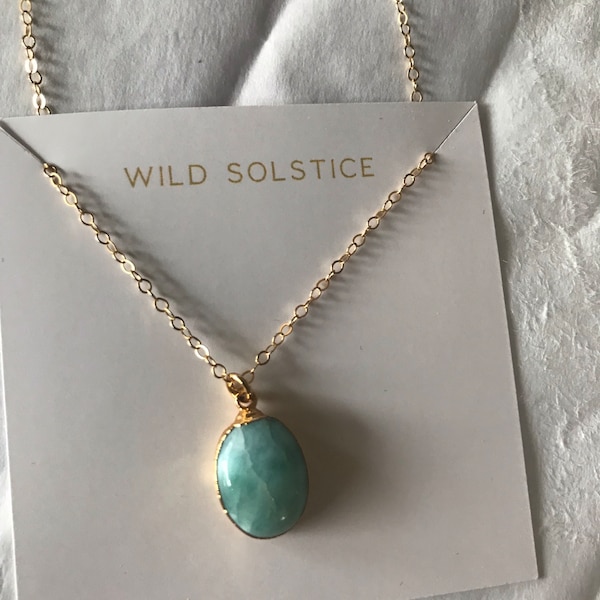 Larimar And Gold Nugget Torsade Necklace