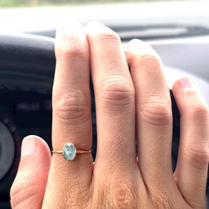 Customer photo from Kathryn, Oval Rosecut Raw Aquamarine Ring, Aquamarine Jewelry, Gold Ring,