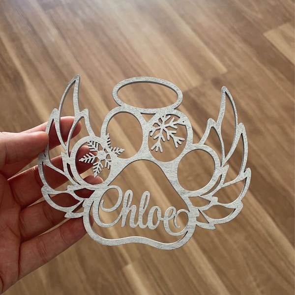 Dog Angel Wings Ornament Pet Memorial Ornament Personalized Paw Angel ...