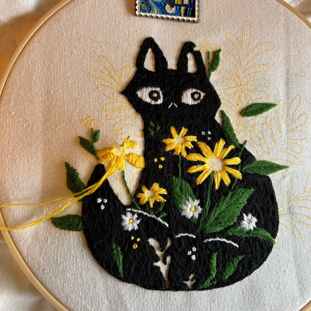 Black Cat DIY Cross Stitch Kit For Intermediate Level