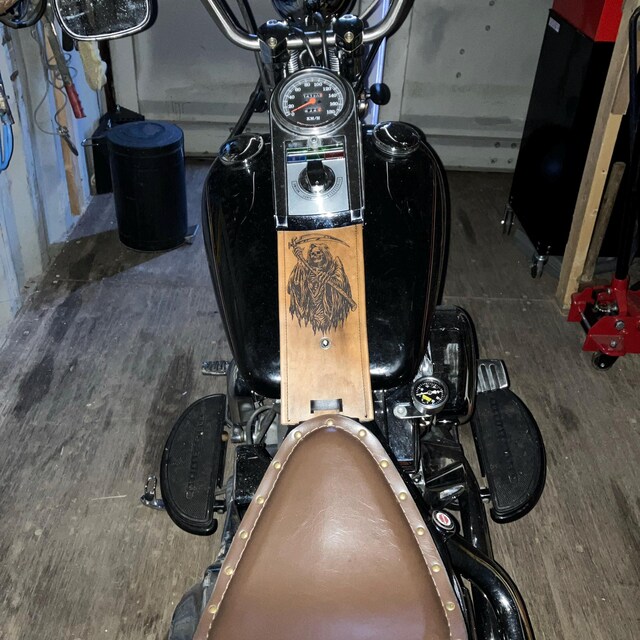 Grim Reaper Custom Leather Gas Tank Panel Bib Harley Davidson Pre