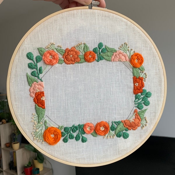 PDF Pattern, Floral Embroidery, 4x6