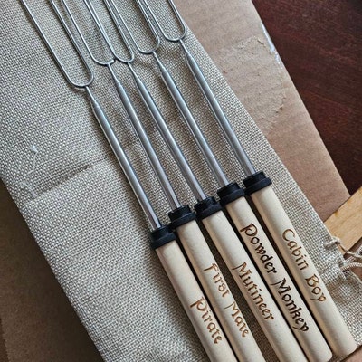 Custom Engraved S'mores Roasting Stick Set, Personalized Housewarming ...