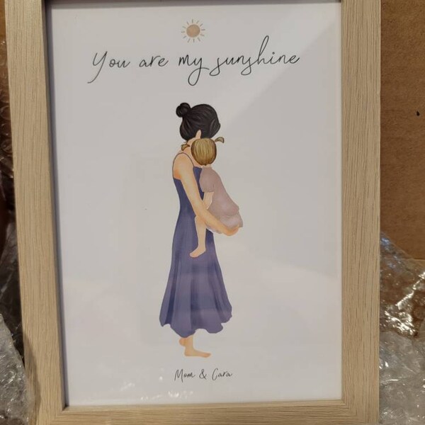 Personalized Framed Wall Art for Mother With Daughter, Mom and Baby ...