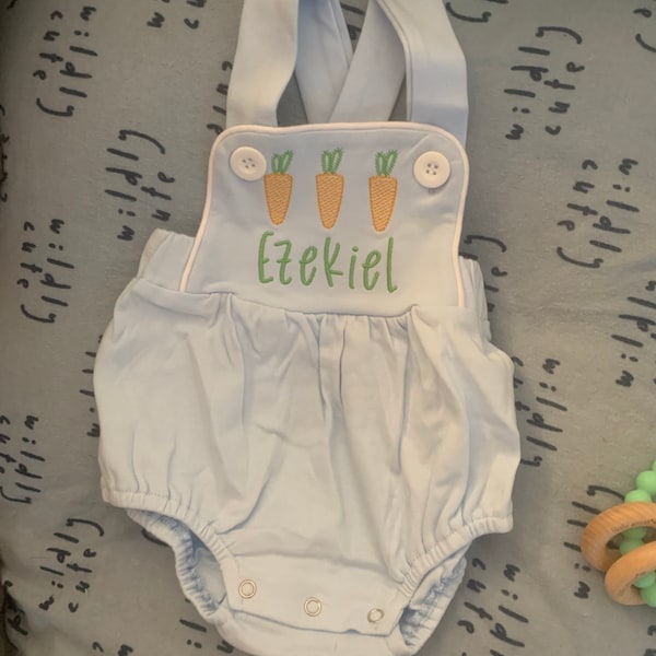Monogrammed Boys Easter Romper in Baby Blue, Boys Easter Outfit With ...