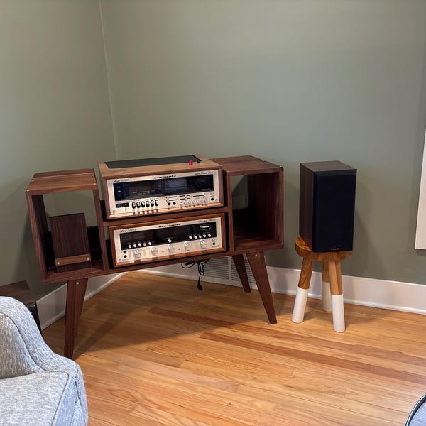 Lowboy Record Player Console / Customizable Vinyl Cabinet / Solid ...