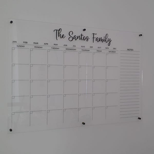 Large Acrylic Calendar Monthly Weekly Planner for Wall Clear