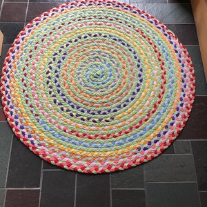 48 Pastel Rainbow Rug Made From Braided New T Shirt | Etsy