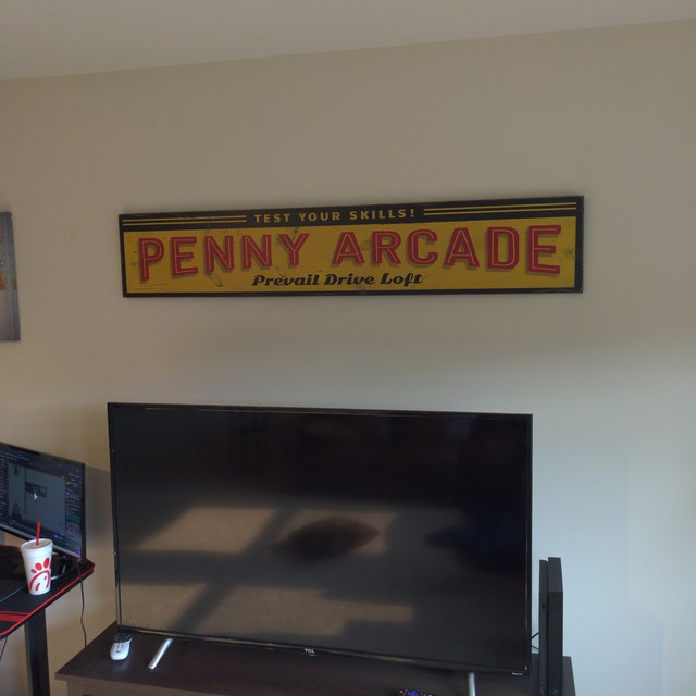 Pancarte Bois Vieilli Penny Arcade - Décoration Murale Personnalisée Style Rustique Plage