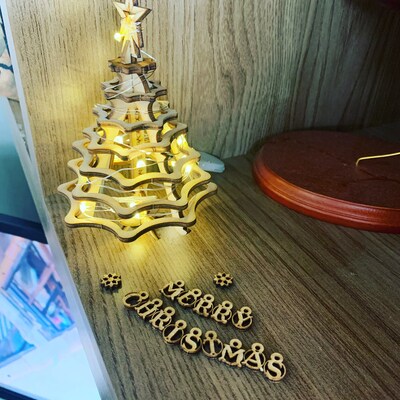 Christmas Tree Kit. Miniature Wooden Desktop Tree Made From a Single ...