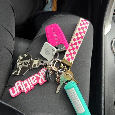 Checkerboard Pattern Keychain Wristlet / Key Fob / Checker Print ...