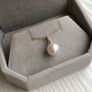 Diamond Pearl Necklace, 14K Pearl Necklace, Genuine Freshwater Pearl ...