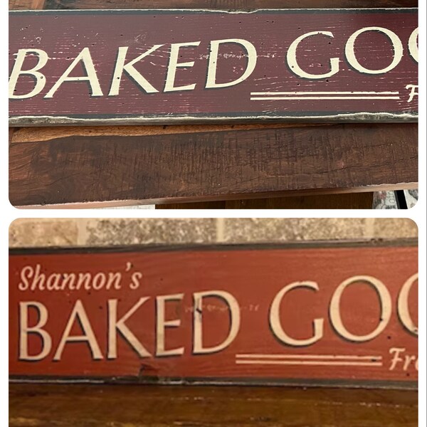 Baked Goods Wood Sign, Personalized Baker Name Sign, Bake Fresh Treats ...