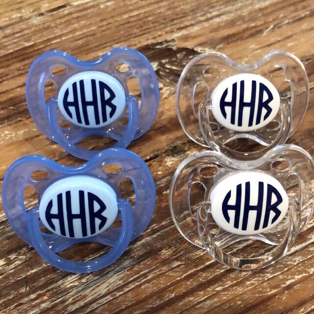 Pacifier Monogram Decals // Set of 5 // Pacifier Labels // Etsy