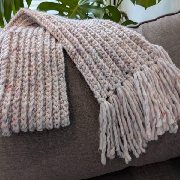Crochet Pattern | the Graham | Chunky Long Oversized Ribbed Scarf Easy ...