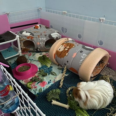 Cozy Corner Cube Bed for Guinea Pig Handmade Fleece Soft Bedding Guinea ...