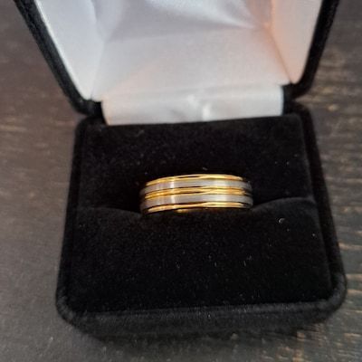 Tungsten Ring Yellow Gold Mens Wedding Band Two Tone - Etsy