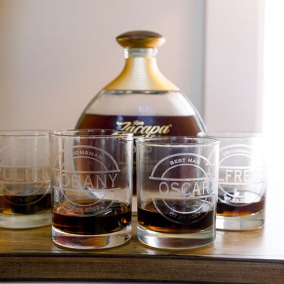 Double Rocks Glass Custom Groomsmen Gifts Engraved DOF Glass Whiskey Glass Personalized for ...