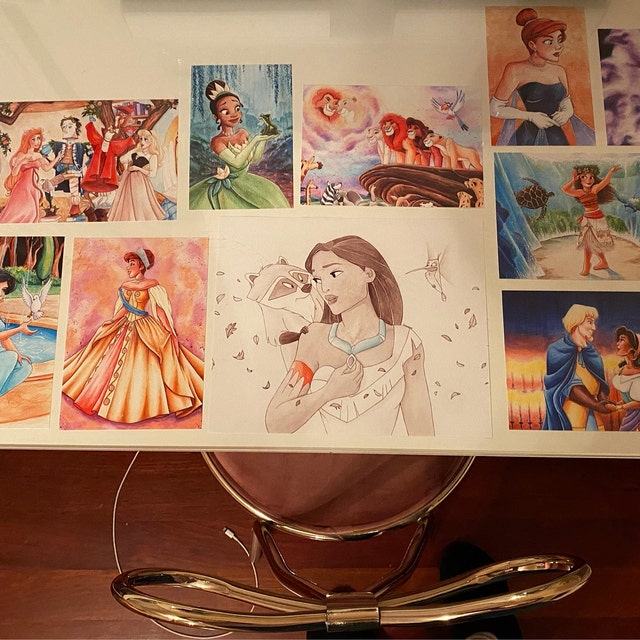 ディズニー ライオンキング 水彩画 ムファサ サラビ シンバ ナラ