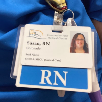 RN Badge Buddy Free Shipping Name Tag Badge Backer for Registered Nurses Double Sided Print Wear ...