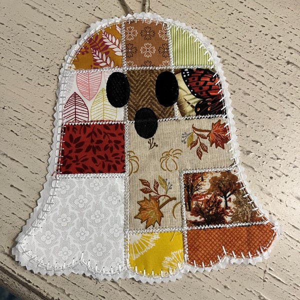 Patchwork Ghost Pattern Patchwork Ghost Applique Embroidery Design: Halloween Quilt Pattern ...