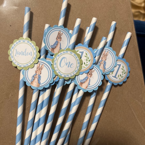 Peter Rabbit Birthday Party Straws With Tags, Easter Bunny Birthday ...