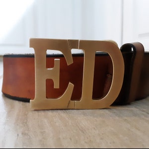3D Raised Letter Oval Custom name belt Buckle or Chrome Personalized Polished Brass Rose Gold