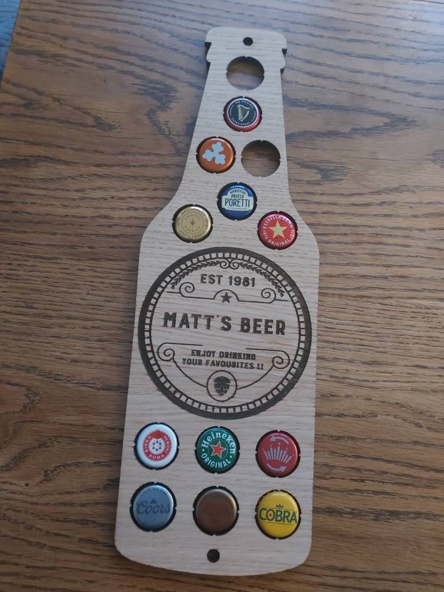 Personalised Beer Bottle Cap Collector, Beer Cap Collector, Fathers Day Gift, Man Cave Decor, Bottle Top Collector, Beer Bottle Top Holder