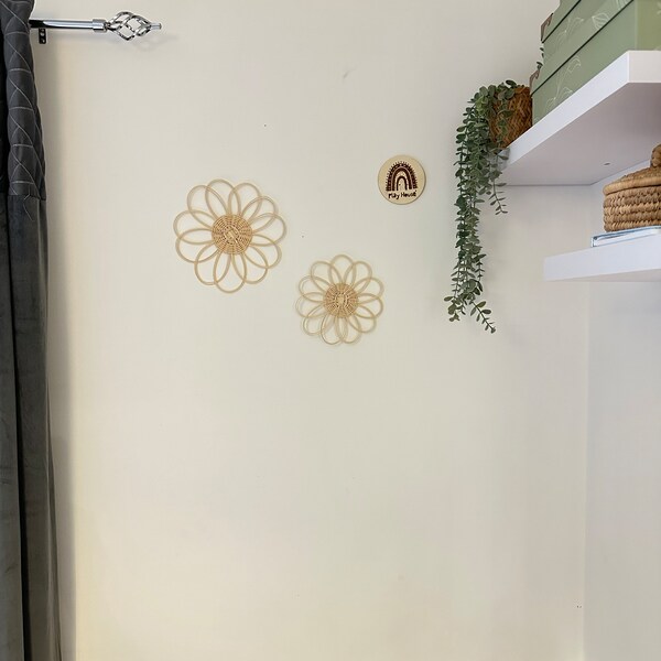 Handmade Rattan Flower Wall Hanging | Nursery Wall Decor | Boho Wall ...