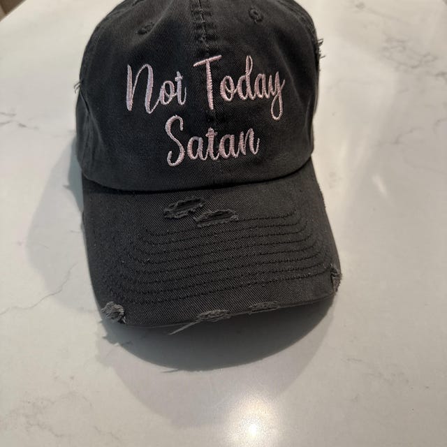 New Custom Designed Distressed Baseball Cap w Embroidered Patch-Not Today Satan il_340x270.2203538377_nns6.jpg main image 2