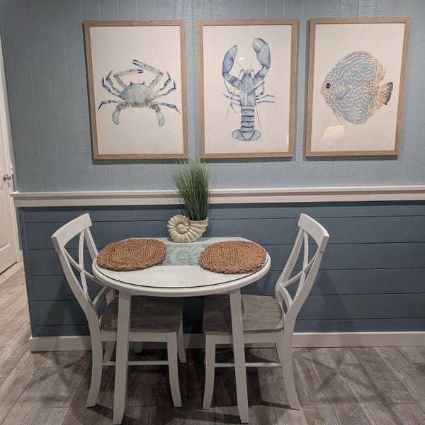 Watercolor Coastal Wall Decor, Light Blue Nautical Art, Set of 3 Prints ...