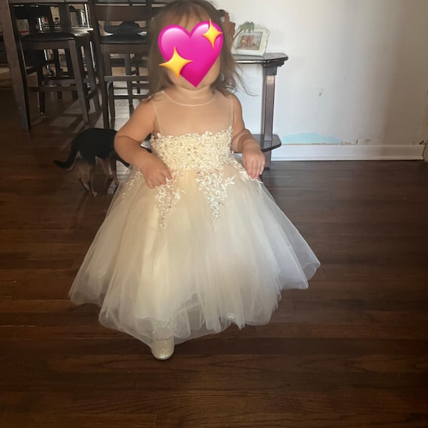 Cute Lace Flower Girl Dresses with Bow Long Sleeve Full Length Communion Dress main image 0