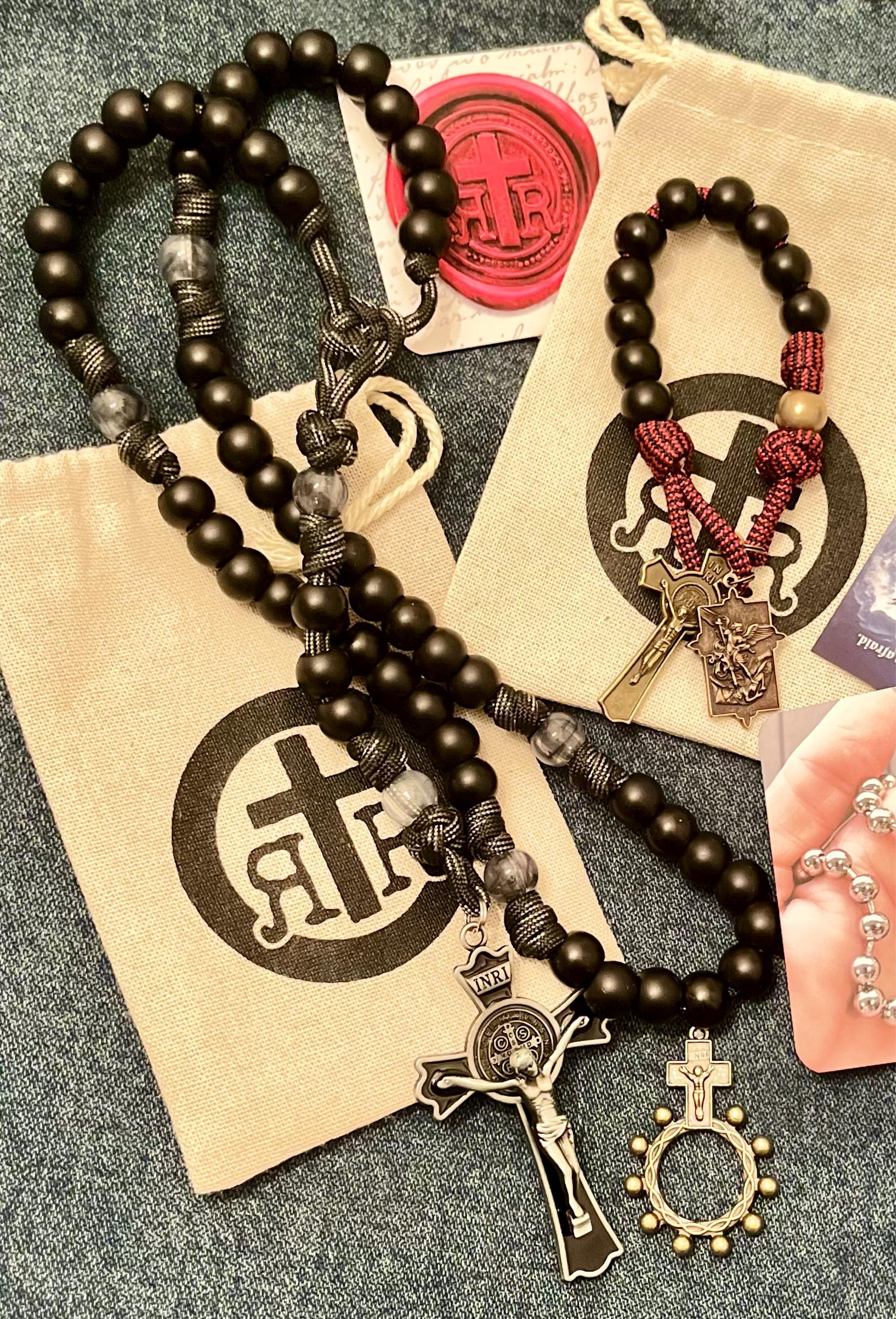 Rugged Rosaries® Saint Michael Pocket Catholic Rosary - Paracord Rosary