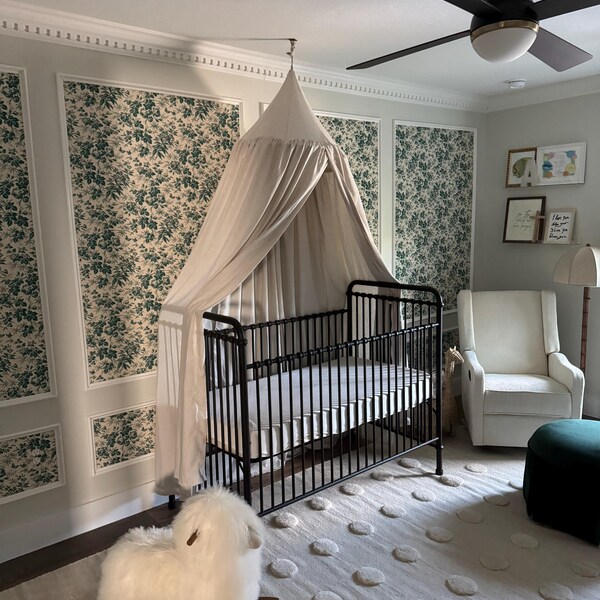 Gingham Bed Canopy | Cotton Canopy for Baby Crib | Hanging Nursery ...