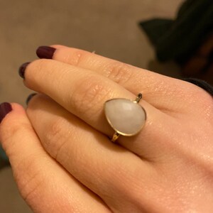 Whitestone Jewelry Co. Coconut Almond White Agate Stone Band Ring - Stackable, Sizes 4.5-11.75