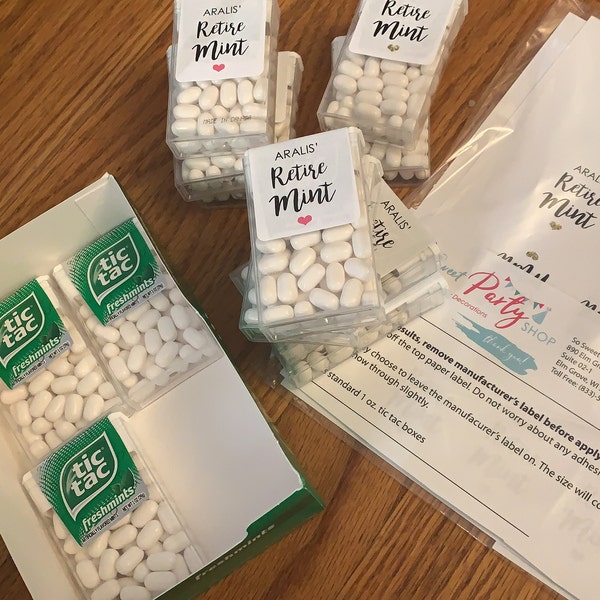 Retirement Party Tic Tac Labels - 24 Gold Confetti Stickers For Mint Favors