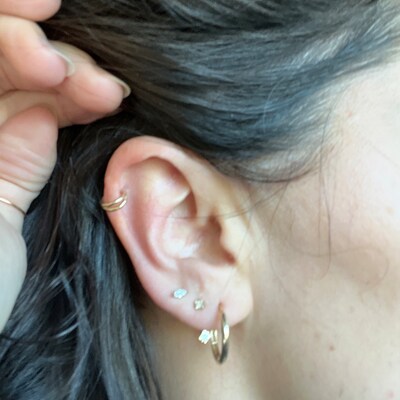 Aazon.co: 14K REAL Solid Gold Spike Hoop Earring, Cartilage Daith Helix Tragu Conch Rook Snug