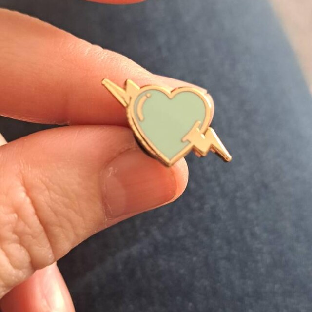 Heart Lapel Pin Set - Electric Heart Pins - Lapel Pins - Enamel