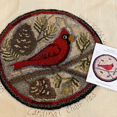 Rug Hooking KIT, Cardinal Chair Pad or Table Mat 14 Round, K121, DIY ...